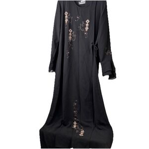 Alkaram Black Embroidered Maxi Abaya Wrap Dress Size 4